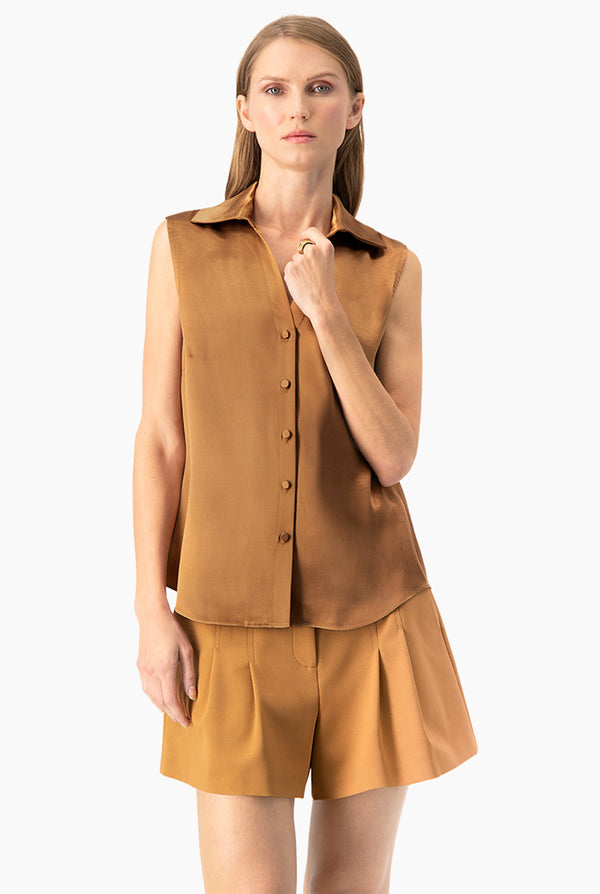 Blusa satinada sin mangas