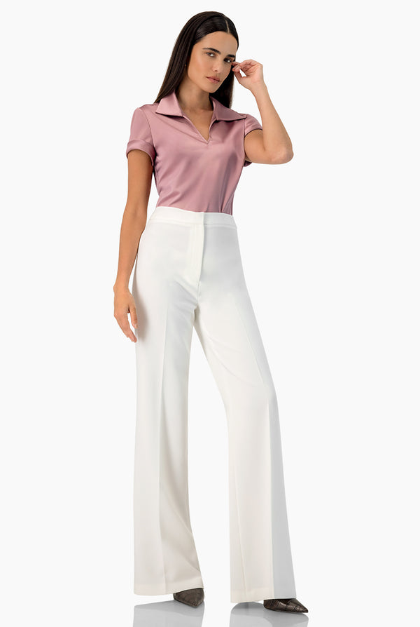 Blusa lisa de cuello camisero