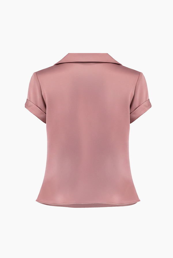 Blusa lisa de cuello camisero