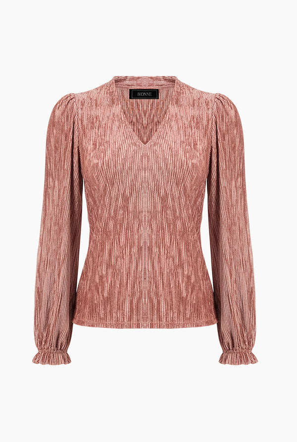 Blusa plisada de escote en V