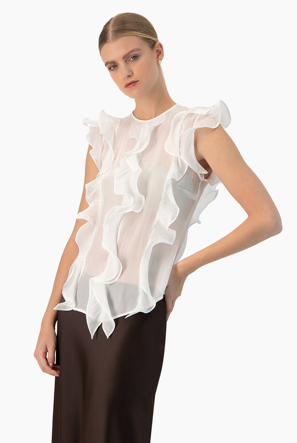 Blusa transparente sin mangas