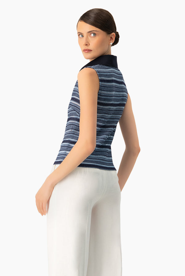 Blusa tejida de cuello camisero