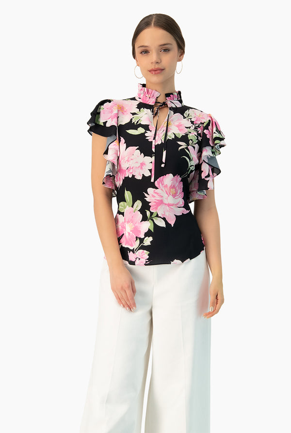 Blusa estampada manga volantes