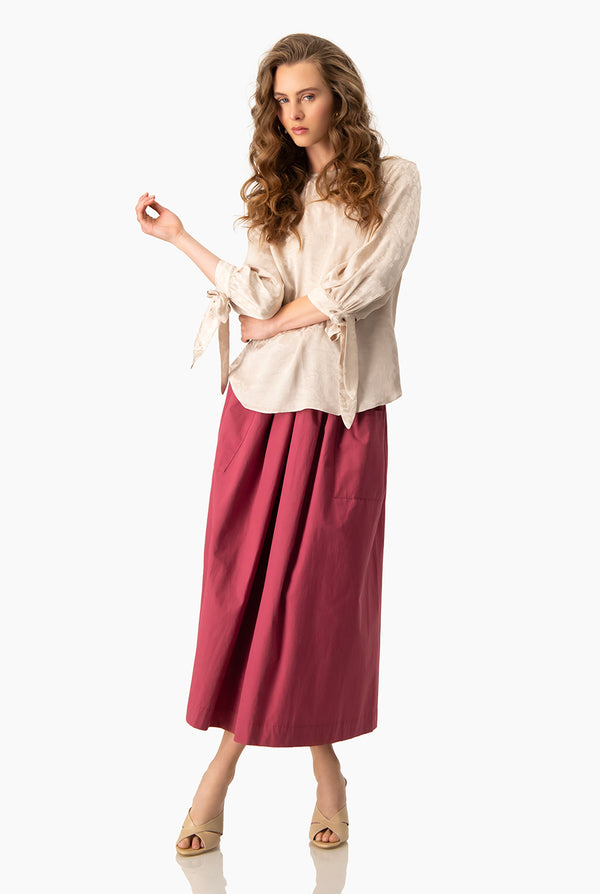 Blusa recta de manga con amarre
