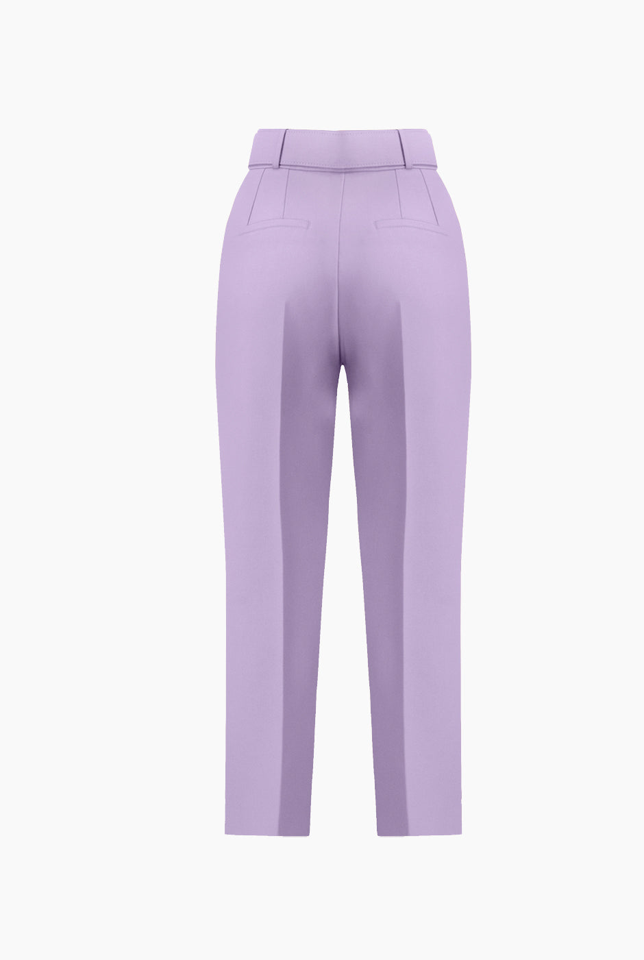 Pantalón sastreado en tono lila con corte recto y cinturón
