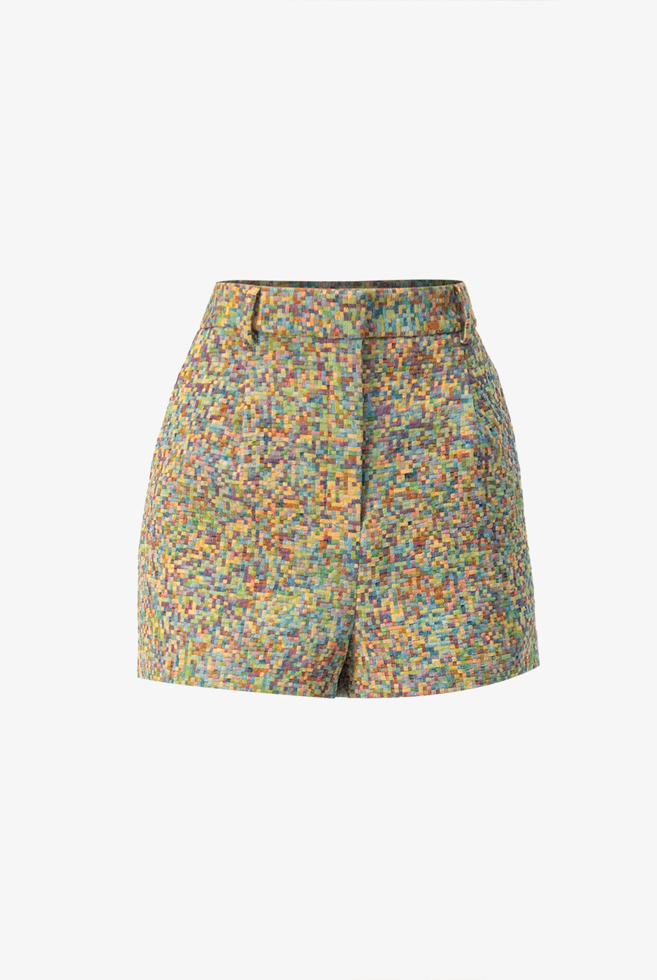 Short sastreado multicolor con cierre y bolsillos en costados