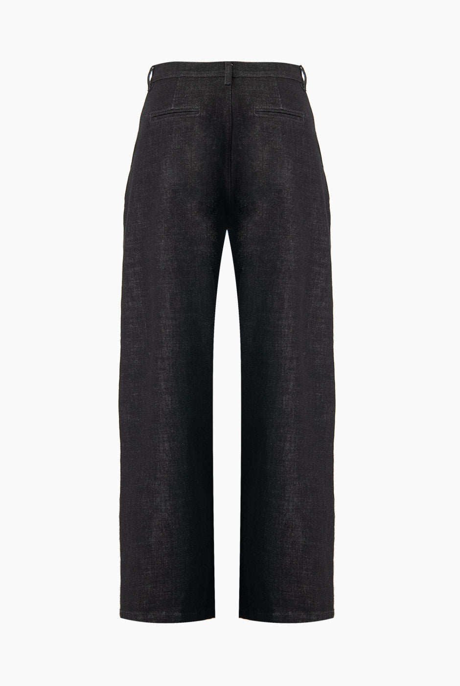 Jeans amplio de tiro alto negro con bolsillos y botón frontal