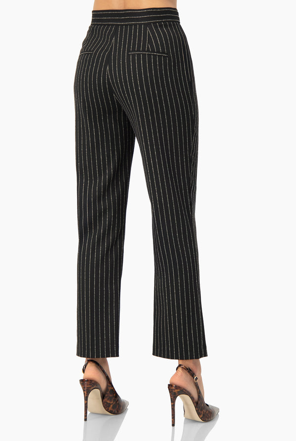 Pantalón Recto Negro Rayas