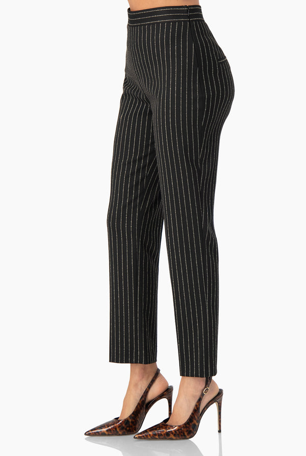 Pantalón Recto Rayas Negro Ivonne
