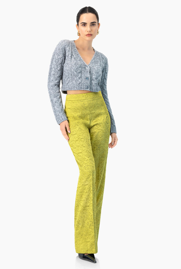 Pantalón Verde Dobladillo Ancho