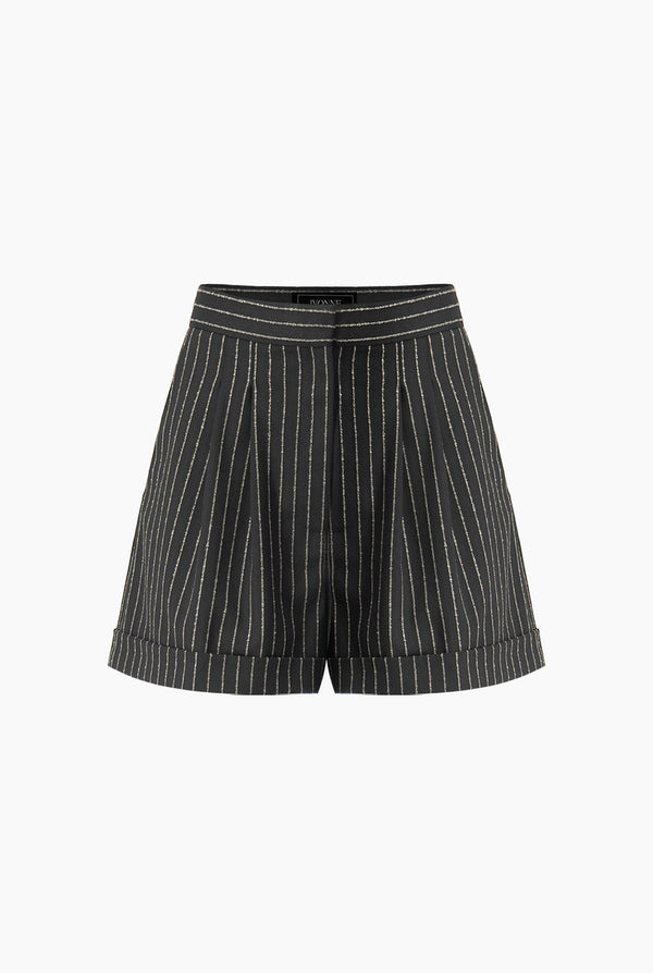 Short Sastreado Negro Rayas