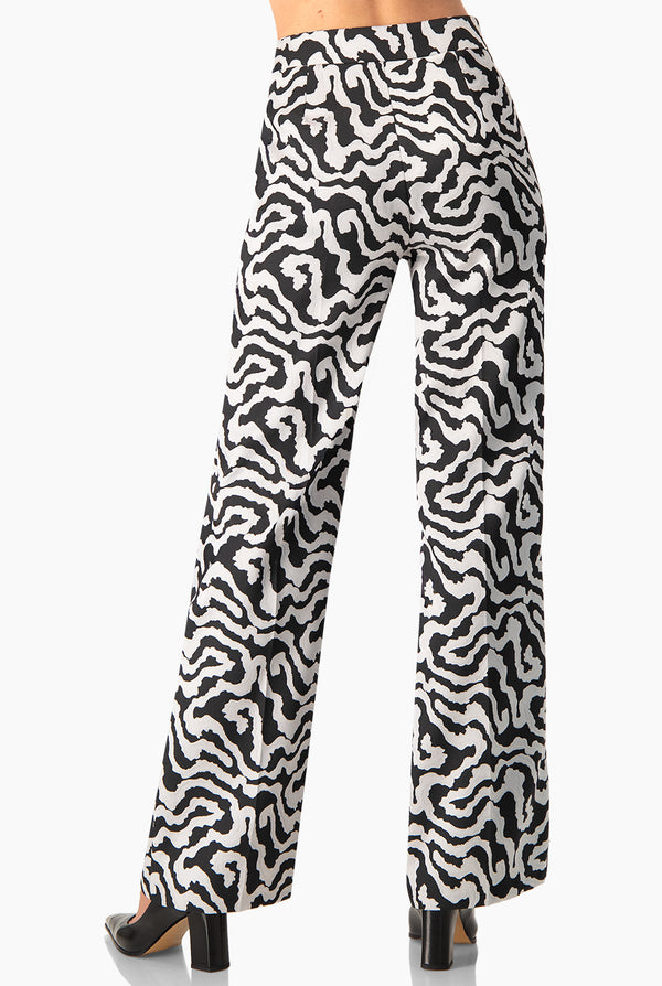 Pantalón Recto Animal Print Plateado