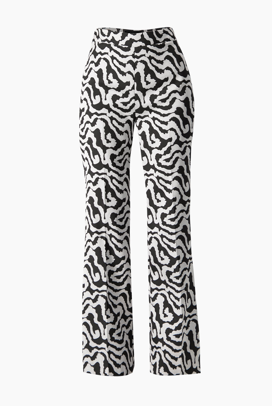 Pantalón recto plateado con estampado animal print