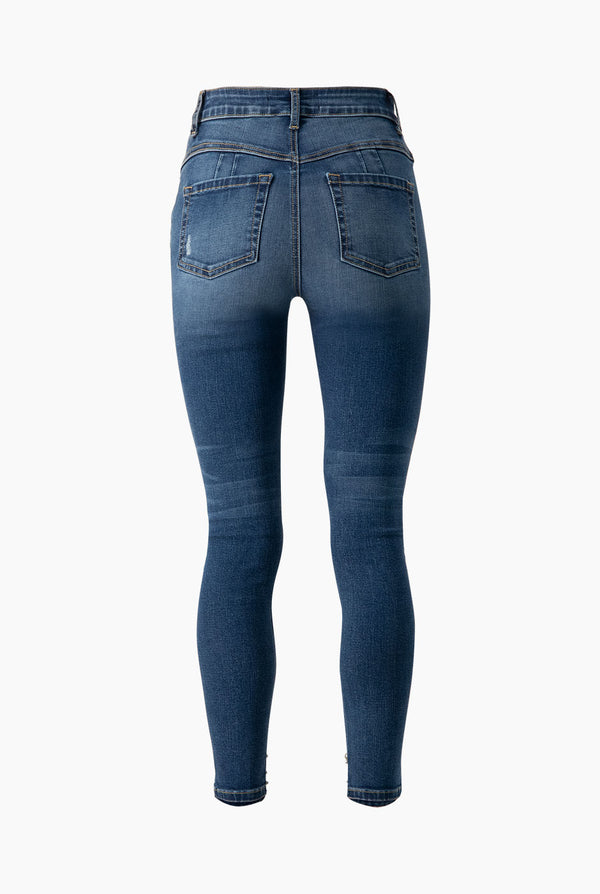 Jeans skinny con perlas