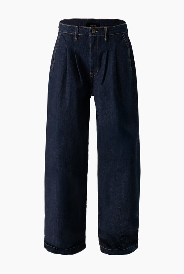 Jeans marino de pierna amplia