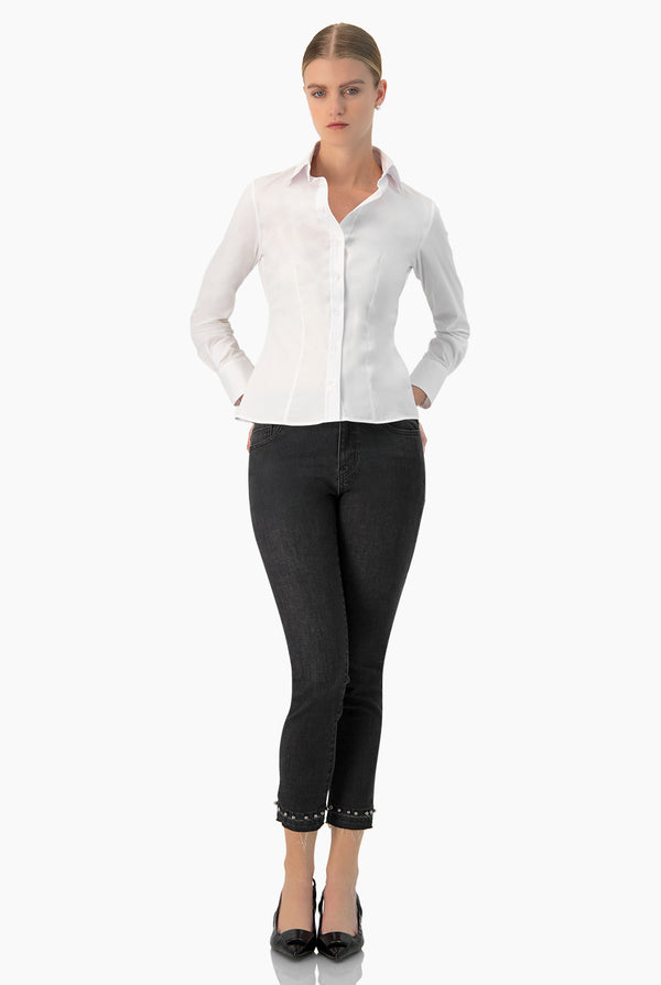 Jeans skinny negro con perlas