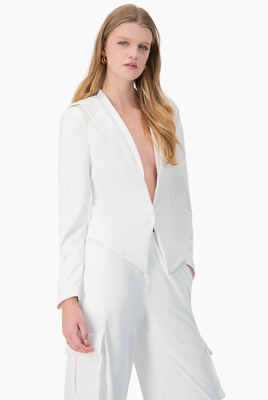 Blazer liso en color natural