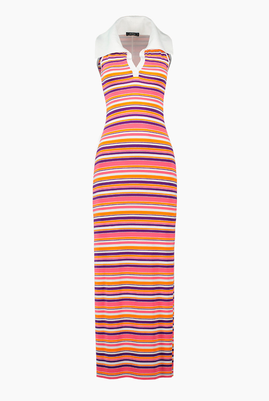 Vestido maxi sin mangas, escote en V y estampado multicolor