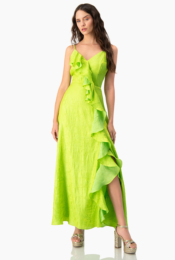Vestido maxi con abertura y escote en V