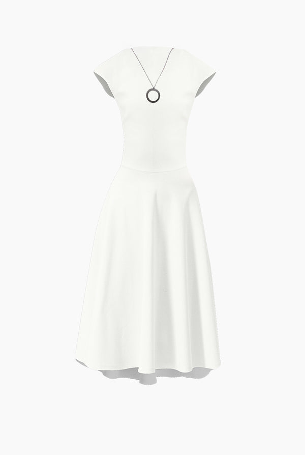 Vestido midi de cuello redondo