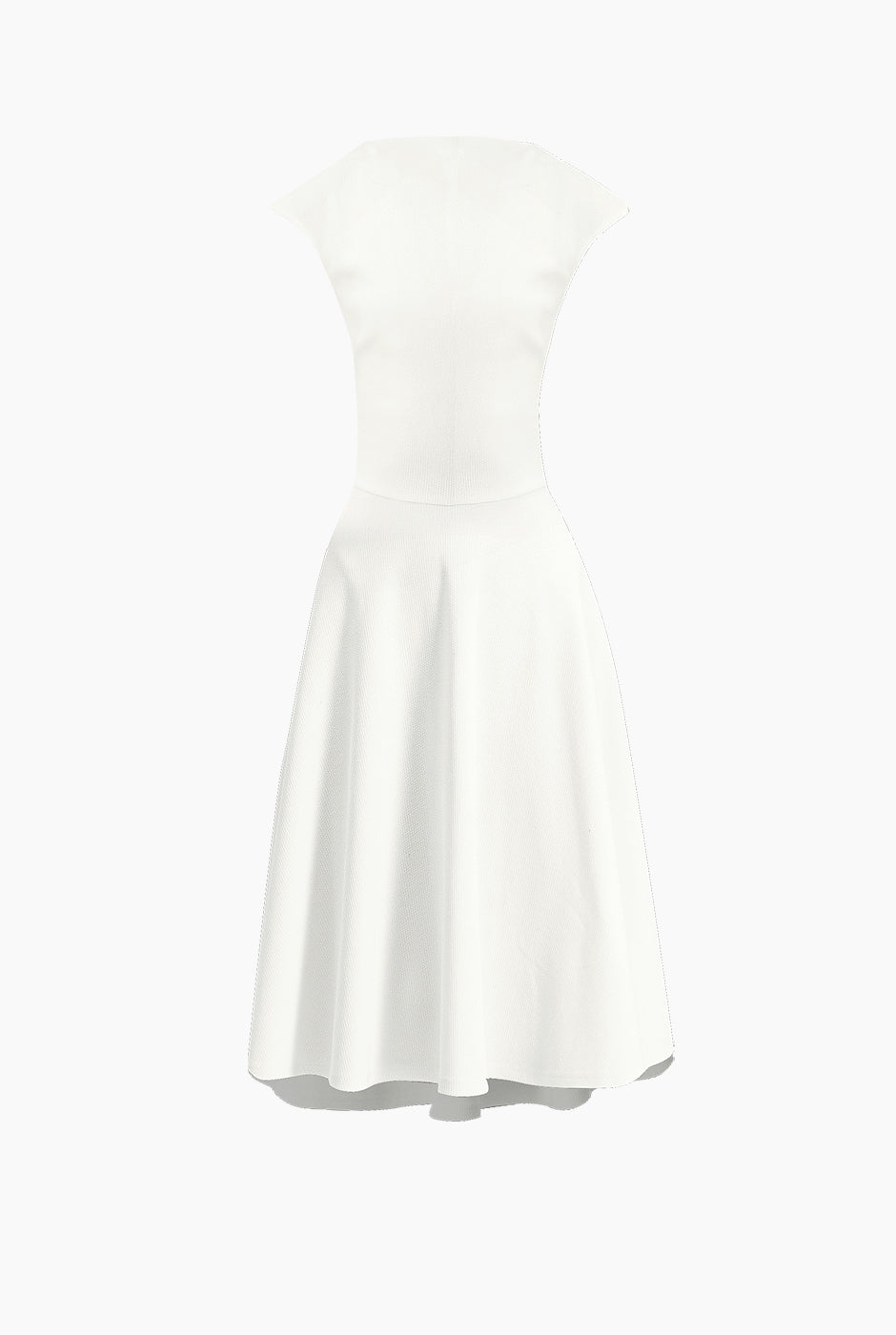 Vestido midi blanco de cuello redondo y sin mangas de Ivonne