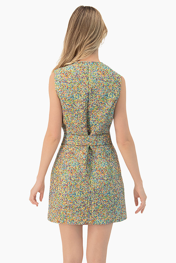 Vestido corto sin mangas multicolor