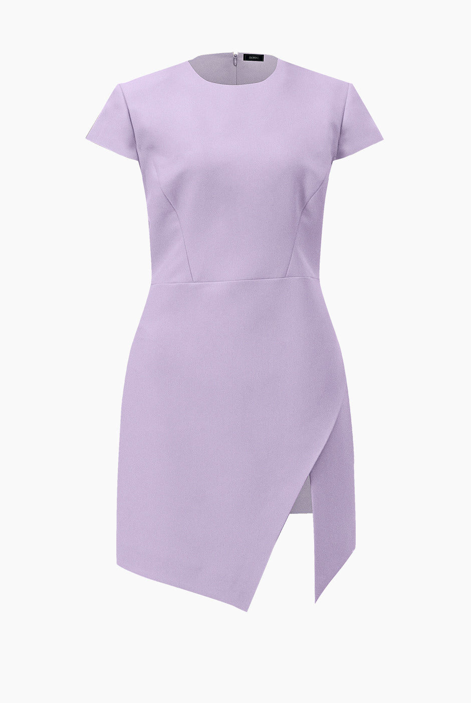 Vestido lila corto de manga corta y cuello redondo
