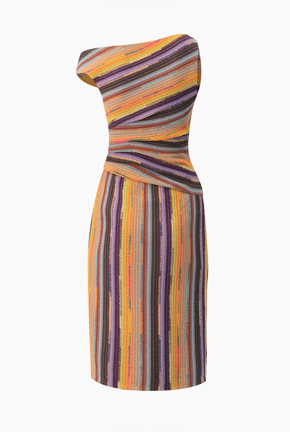 Vestido midi multicolor con escote en V y cardigan