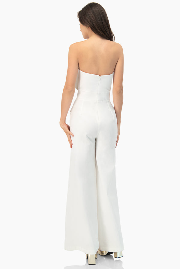 Jumpsuit strapless y pierna ancha