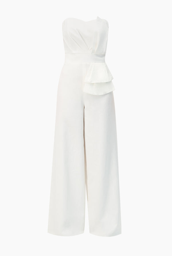 Jumpsuit strapless y pierna ancha