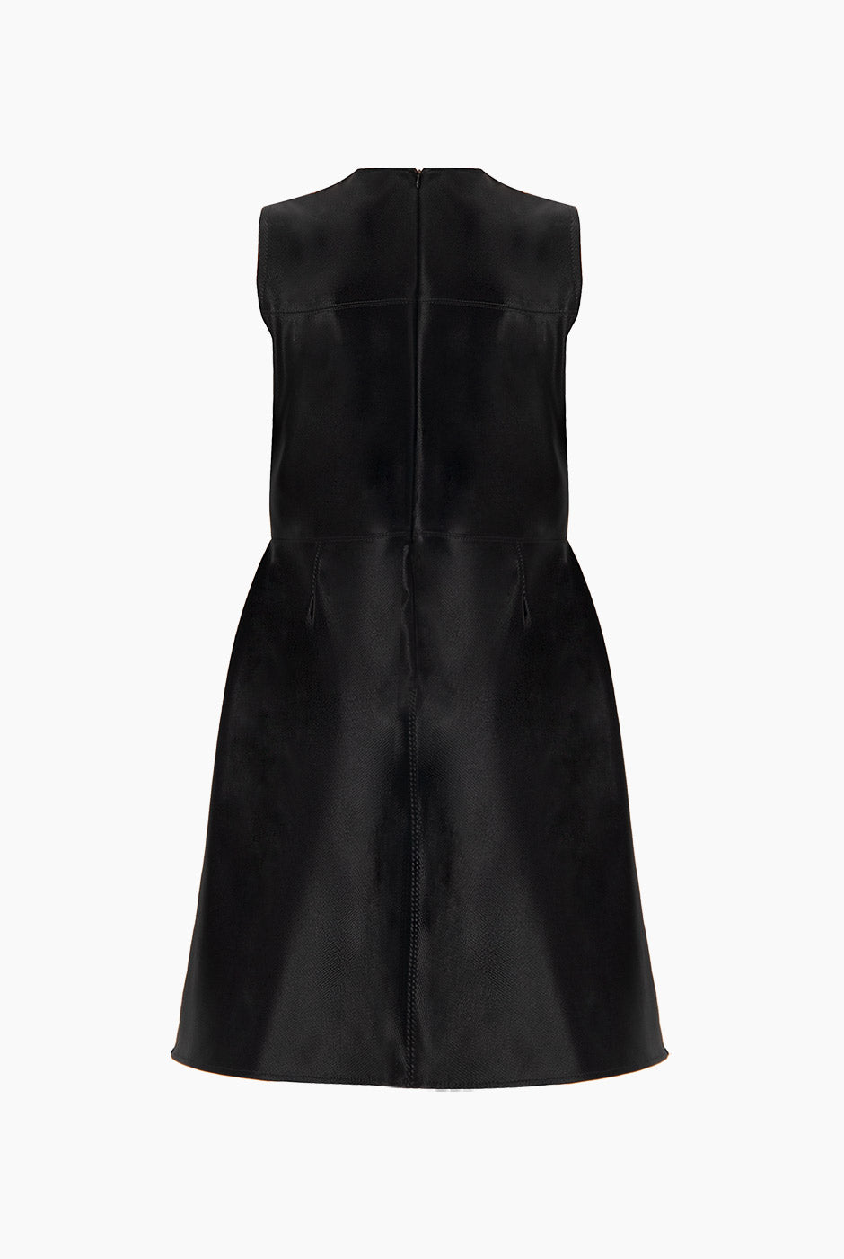 Vestido negro corto sin mangas y cuello redondo