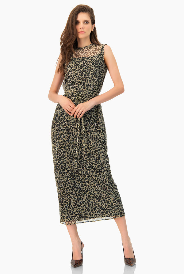 Vestido Largo Animal Print Elegante