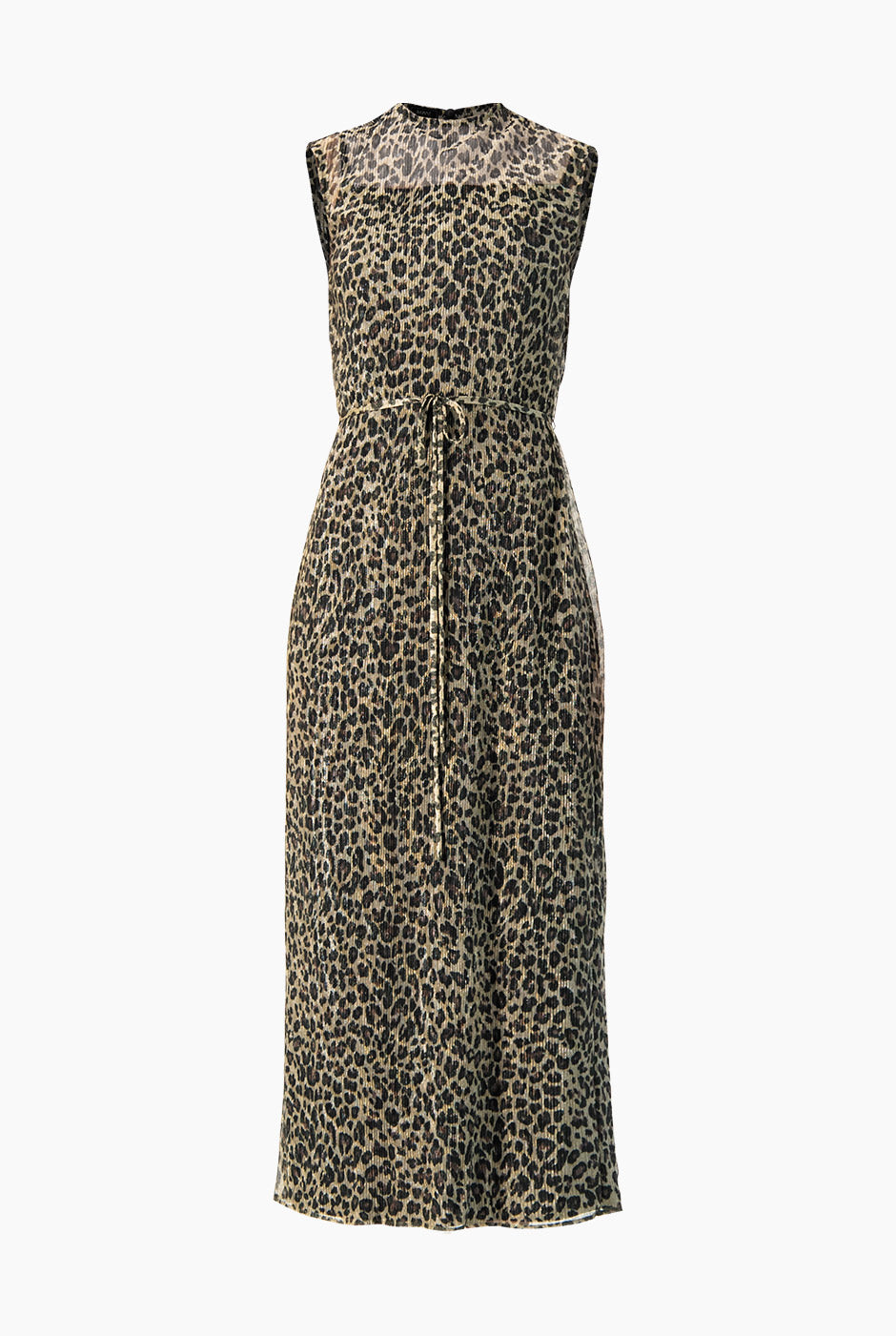 Vestido largo estampado animal print sin mangas y cuello redondo