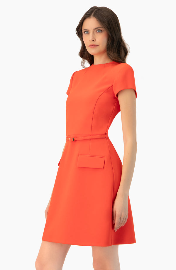 Vestido naranja manga corta