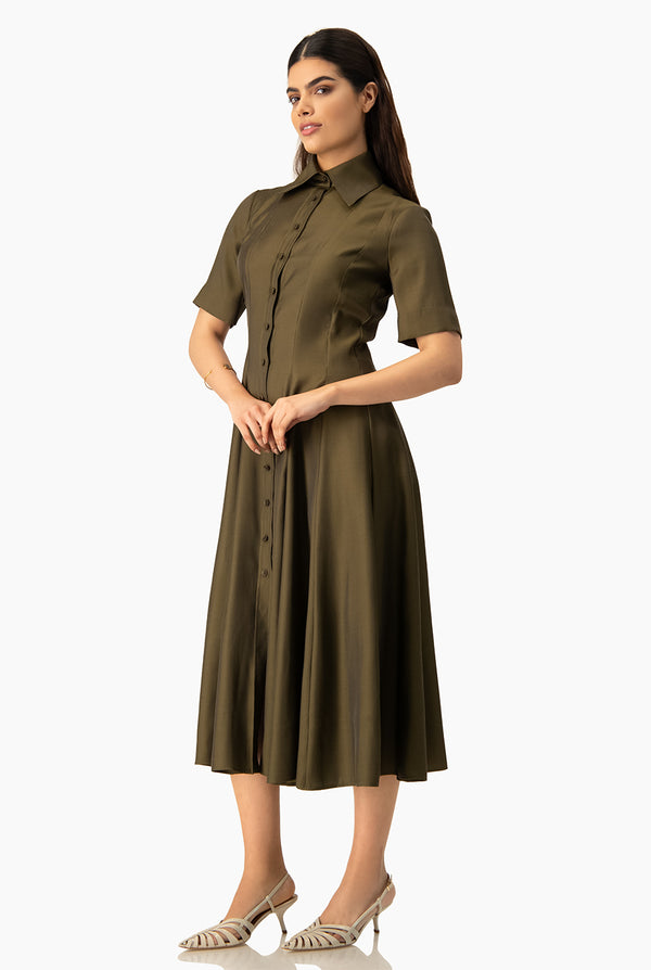 Vestido camisero midi liso