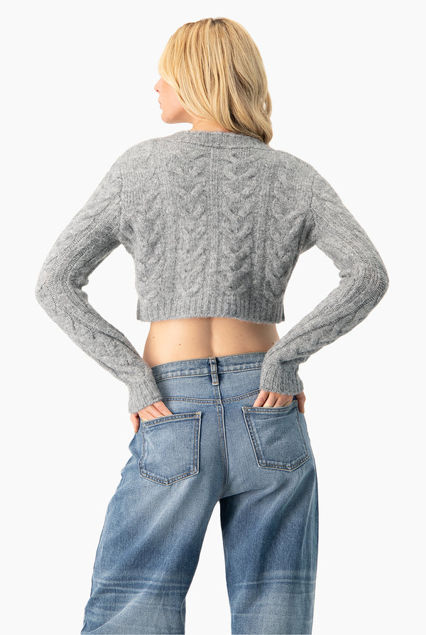 Suéter Crop Cable Knit Jaspe