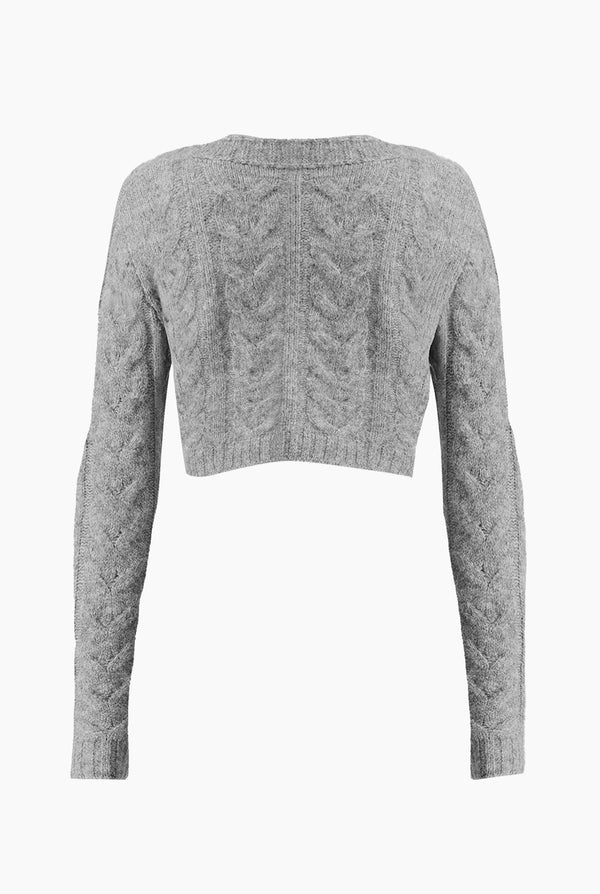 Suéter Crop Cable Knit Jaspeado