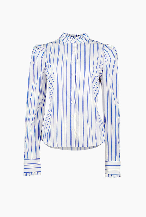 Camisa recta de manga larga con estampado de rayas