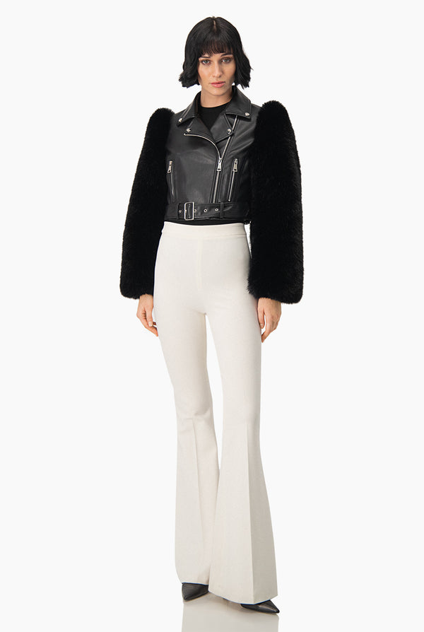 Chamarra Biker Negra Faux-Fur