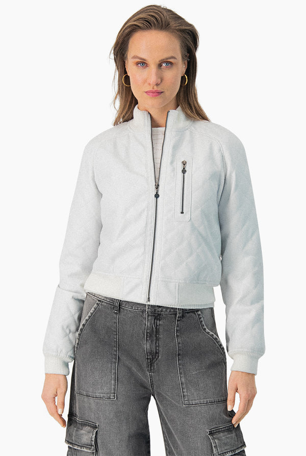 Chamarra bomber blanca
