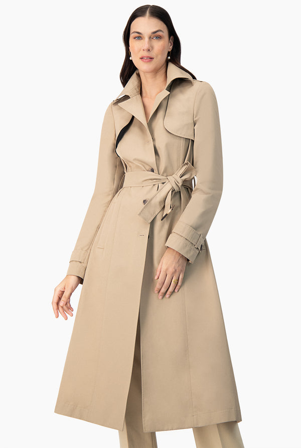 Gabardina larga con botones y cinturon
