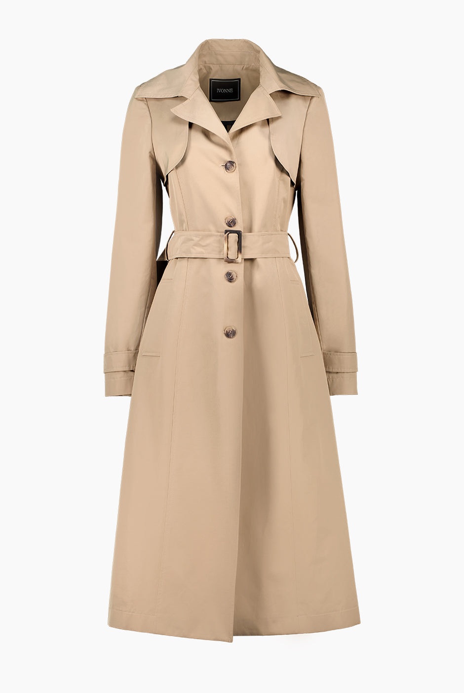 Gabardina larga con botones y cinturon
