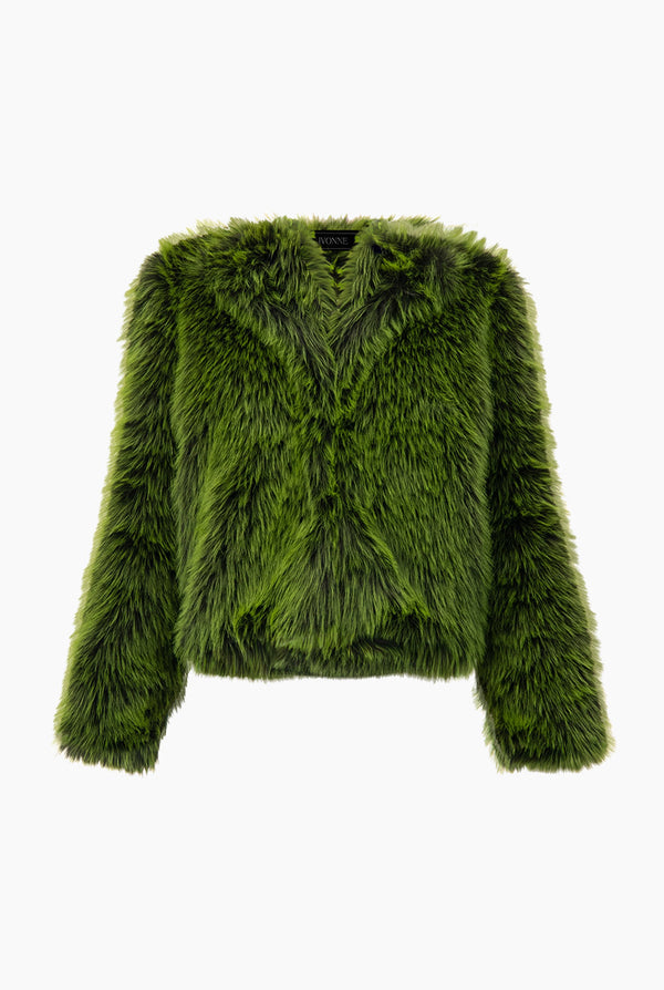 Abrigo corto peluche verde