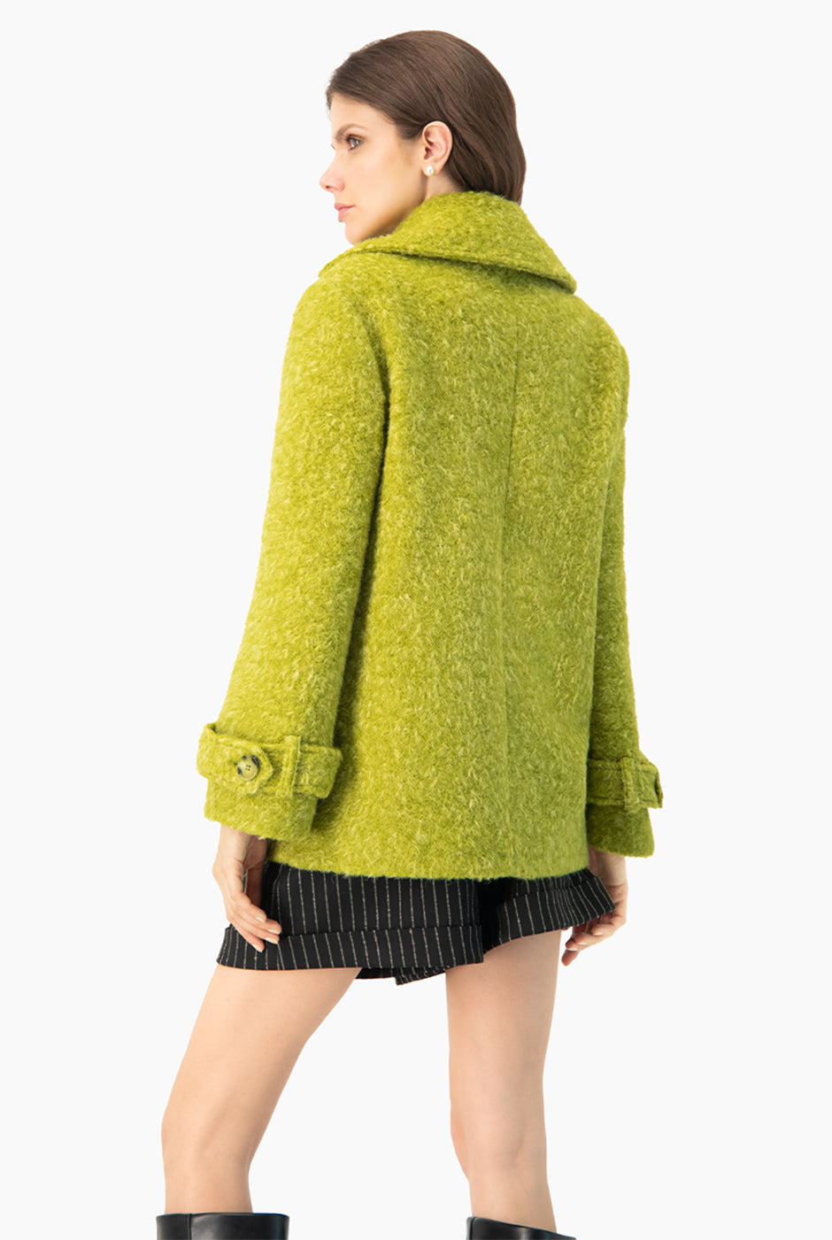 Abrigo verde Ivonne con maxi solapa y doble botonadura