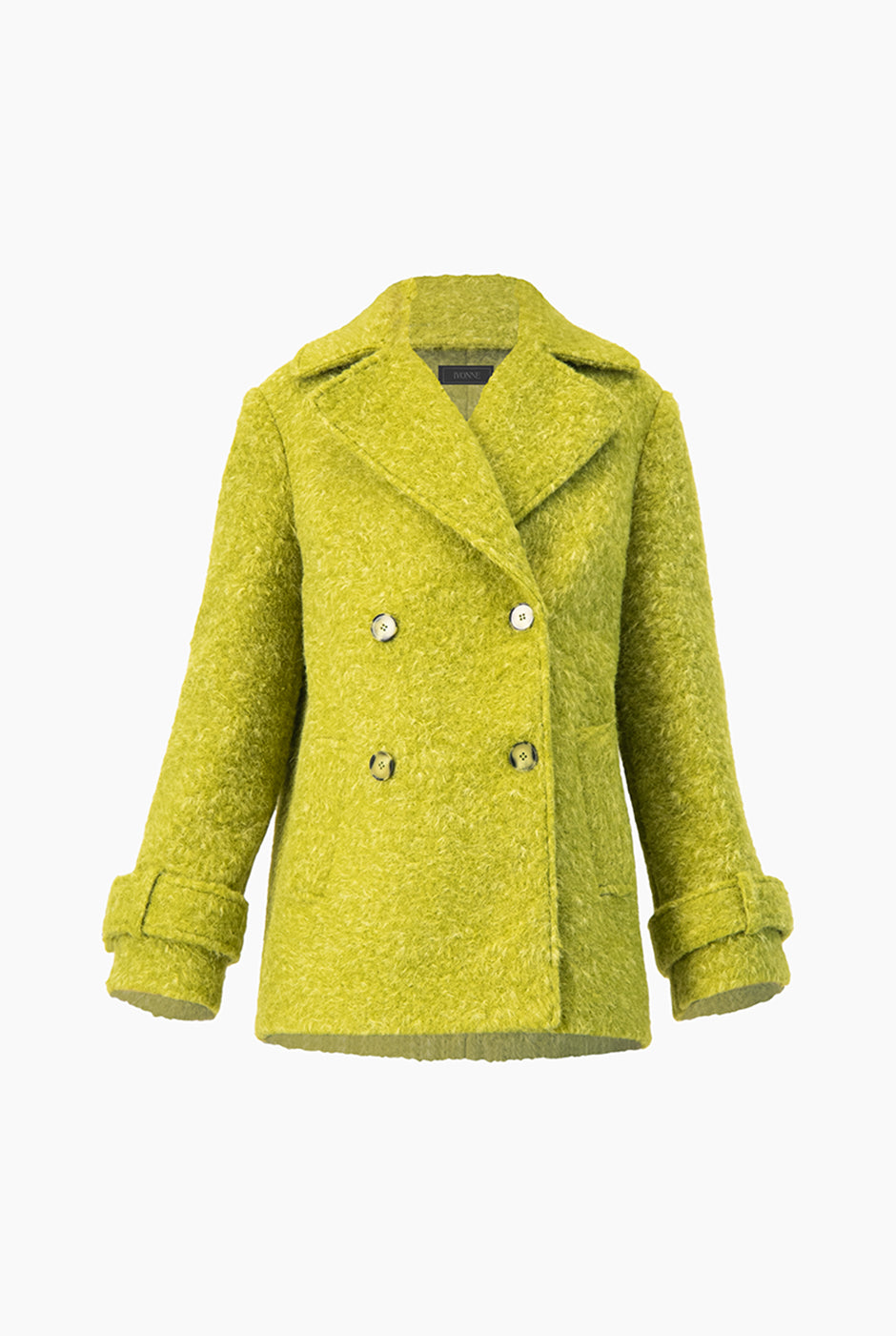 Abrigo verde Ivonne con maxi solapa y doble botonadura
