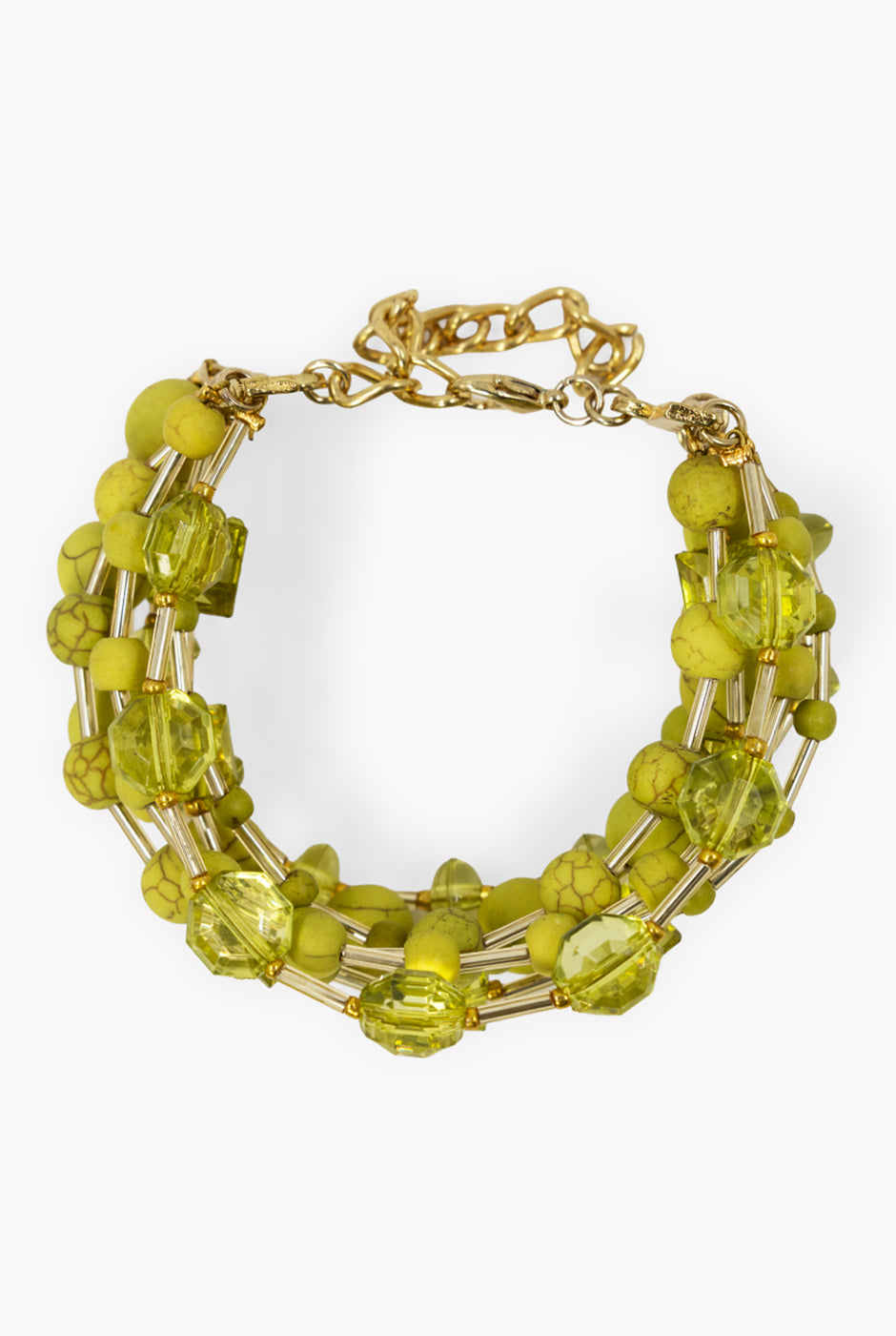 Pulsera Capas Citron en verde limón con cuentas mixtas