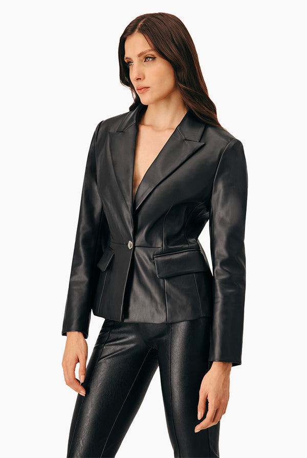 Blazer Ecopiel Negro Elegante