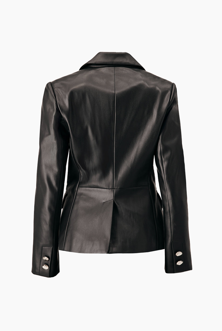 Blazer de ecopiel negro con botones dorados y bolsillos