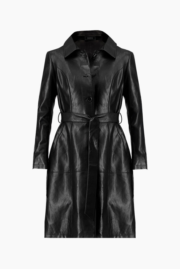 Gabardina PU Elegante Negra