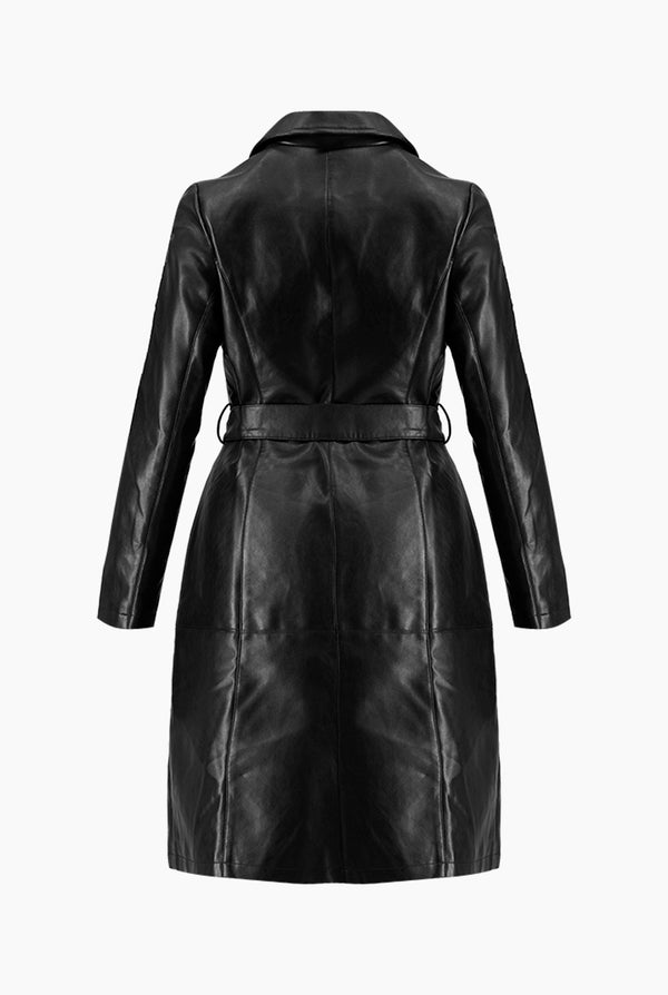 Gabardina PU Elegante Negra
